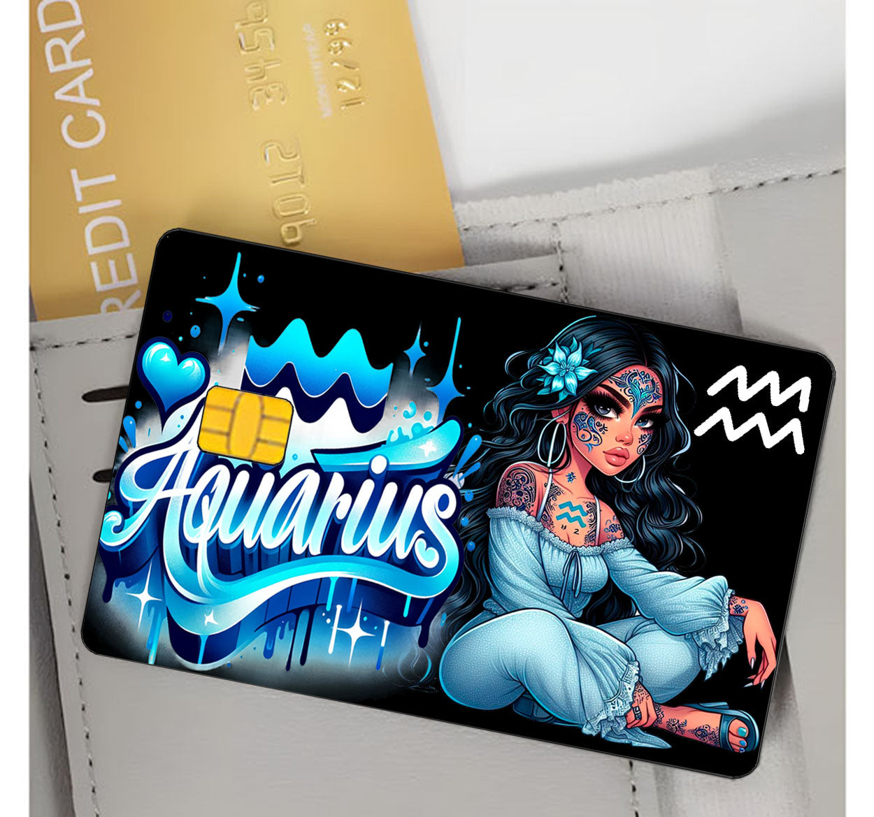 Aquarius Credit Card Skin Zodiac Sign